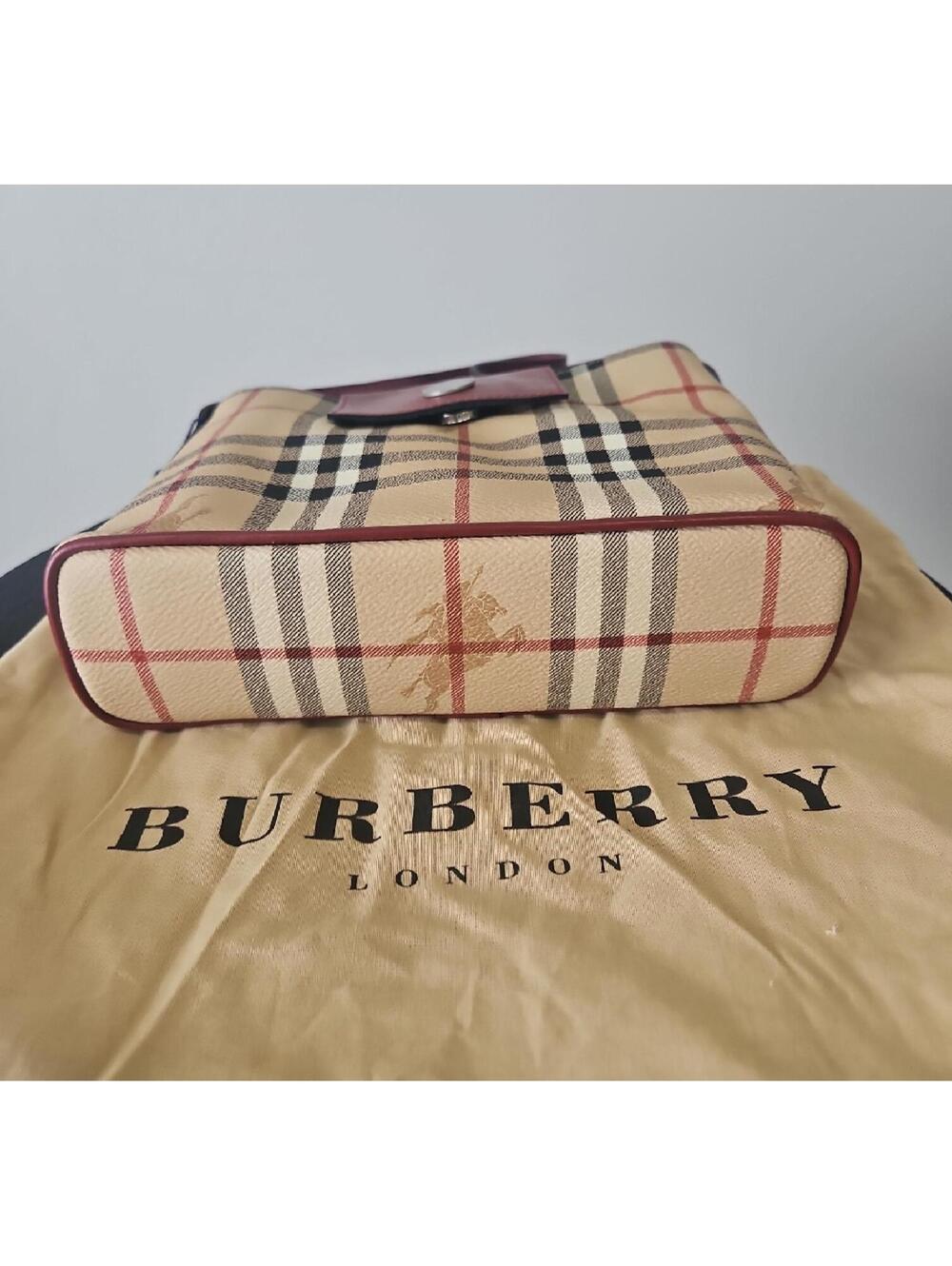 Burberry Beige Check Crossbody with Red Leather Flap - Picture 7 of 9